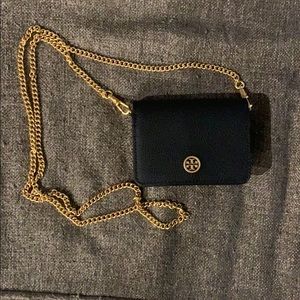 NWT Tory Burch Black Nano Wallet on Chain 3x5